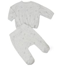 J13812: Baby Unisex Stork Ribbed Top & Footed Pant Outfit (0-6 Months)